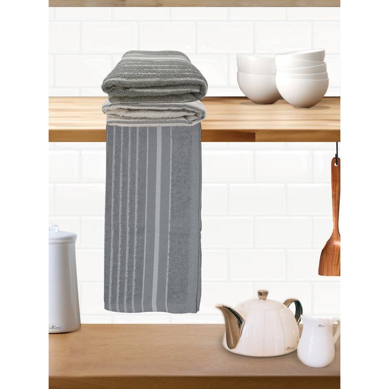 Athom Living Hand Towel Stripes Grey - 45x60 cm Set of 3