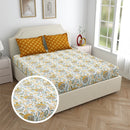 Salona Bichona Global Cotton Double Bedsheet 120Tc (005C) Yellow 220x265 cm