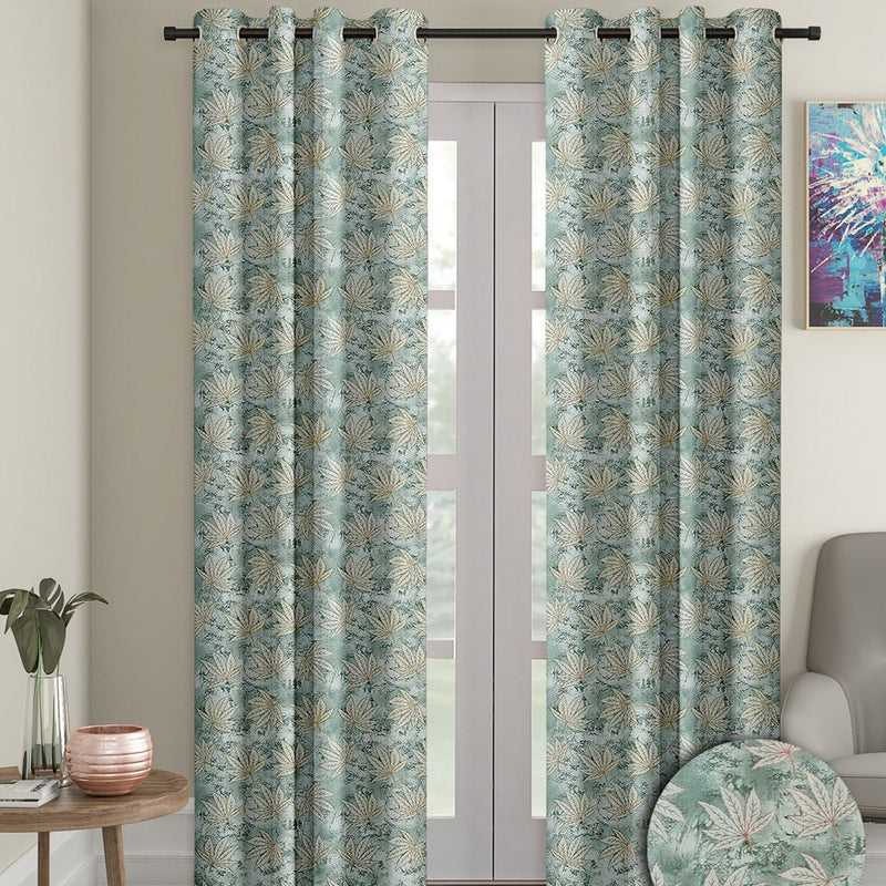 Cortina Aster Foil Printed 7 Feet Door Curtain - Grey 115x213 cm