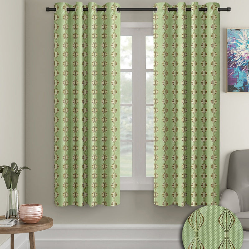 Cortina Knitted Foil Printed 5 Feet Window Curtain - Green 115x152 cm