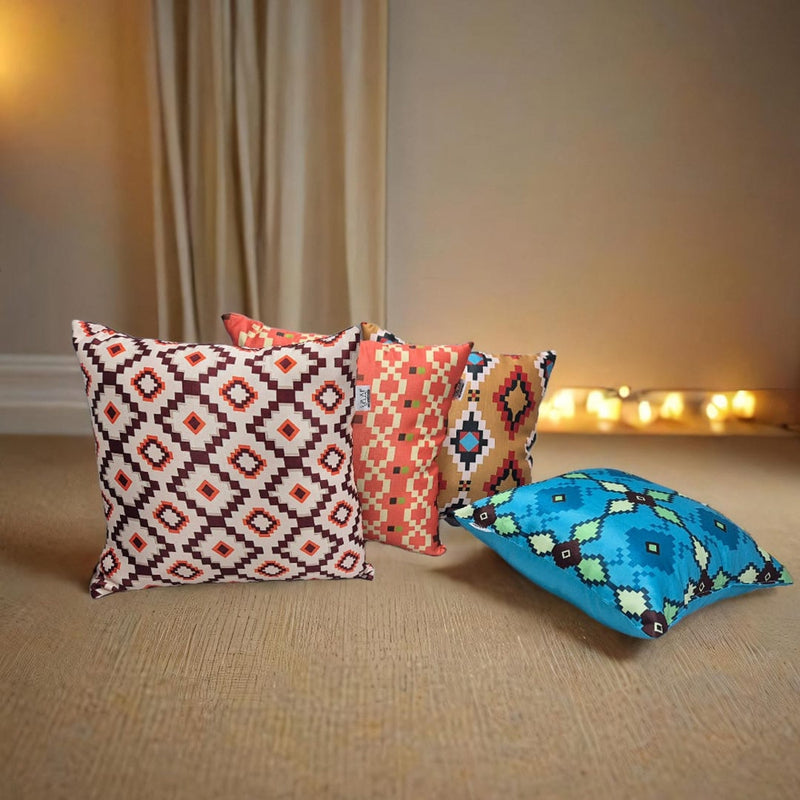 Vaa Geometric Print Filled Cushion - Multicolour - Set of 4 1 Unit