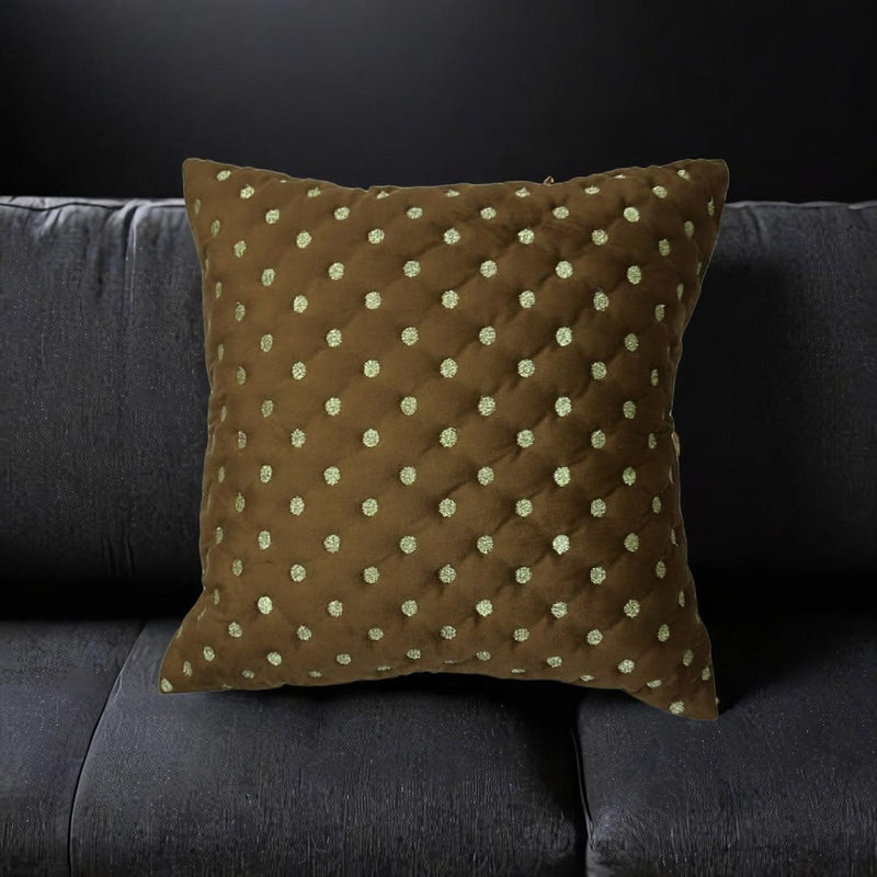 VAA Polka Dots Cushion Cover - Brown (40x40 cm) 1 Unit