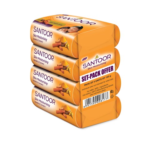 Santoor Sandal And Turmeric Soap 125 Gm (Pack Of 4)