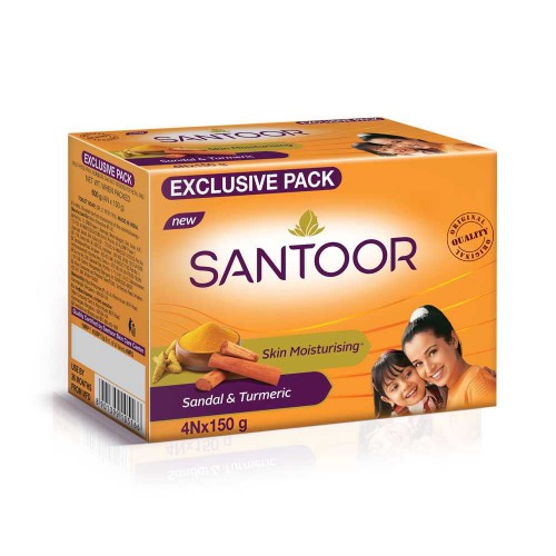 Santoor Sandal & Turmeric Bathing Soap 4X150 Gm