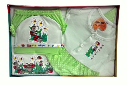 Bonfree BelleGirl 100% Cotton New Born Gift Set of 5 Pcs Green 0-3M