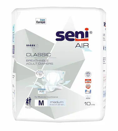 SENI Air Classic Breathable Adult Diapers (Medium) 10 Piece