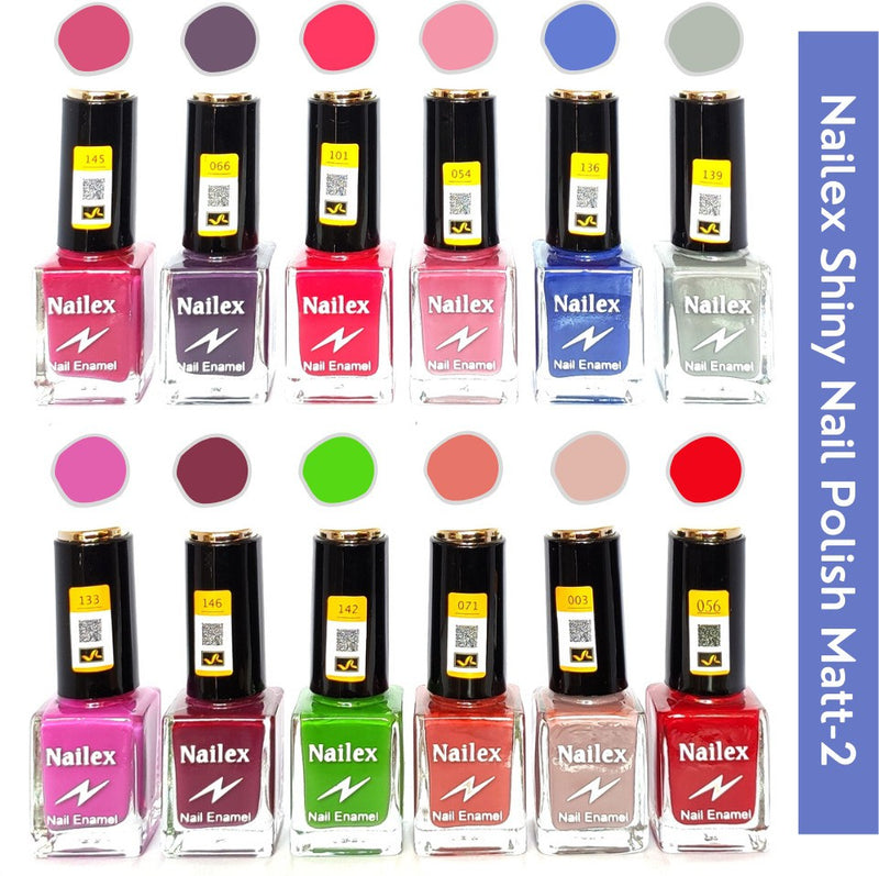 Shop Nailex Matt- 2 Nail Polish (Pack of 12, 9.9ML Each)