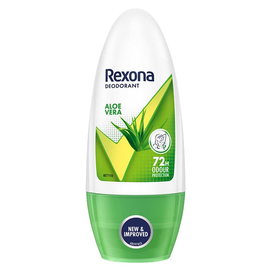 Rexona Aloe Vera Underarm Roll On Deodorant For Women, Antiperspirant, Removes Odour, Keeps Skin Fresh & Clean, Alcohol Free, Skin Friendly, 50ml