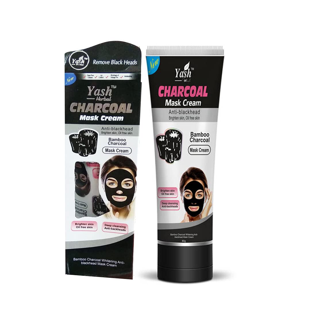 Yash Herbal Charcoal Face Mask Cream Anti Blackhead (80 Gm)