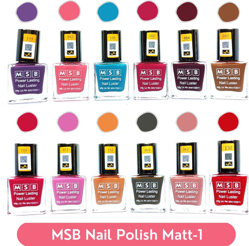 Shop MSB Matt- 1 Nail Polish (Pack of 12, 8ML Each)