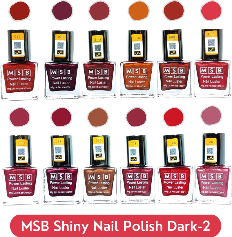 Shop MSB Shiny Dark- 2 Nail Polish (Pack of 12, 8ML Each)