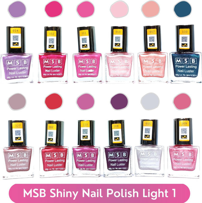 Shop MSB Shiny Light- 1 Nail Polish (Pack of 12, 8ML Each)