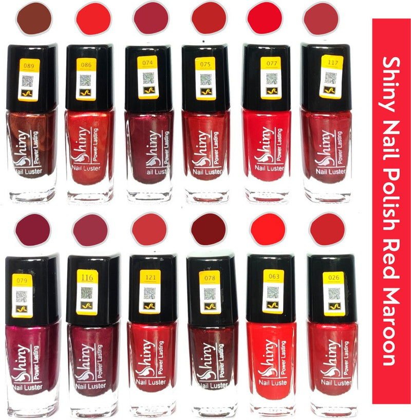 Shop Shiny Red Maroon and Red Mix Nail Polish Shiny- 2 (Pack of 12, 9.9ML Each)