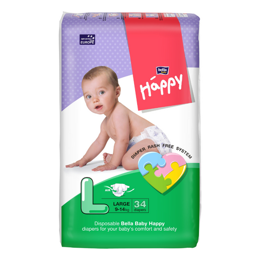 Bella Baby Happy Diapers L (Large)  9-14Kg  34 Diapers