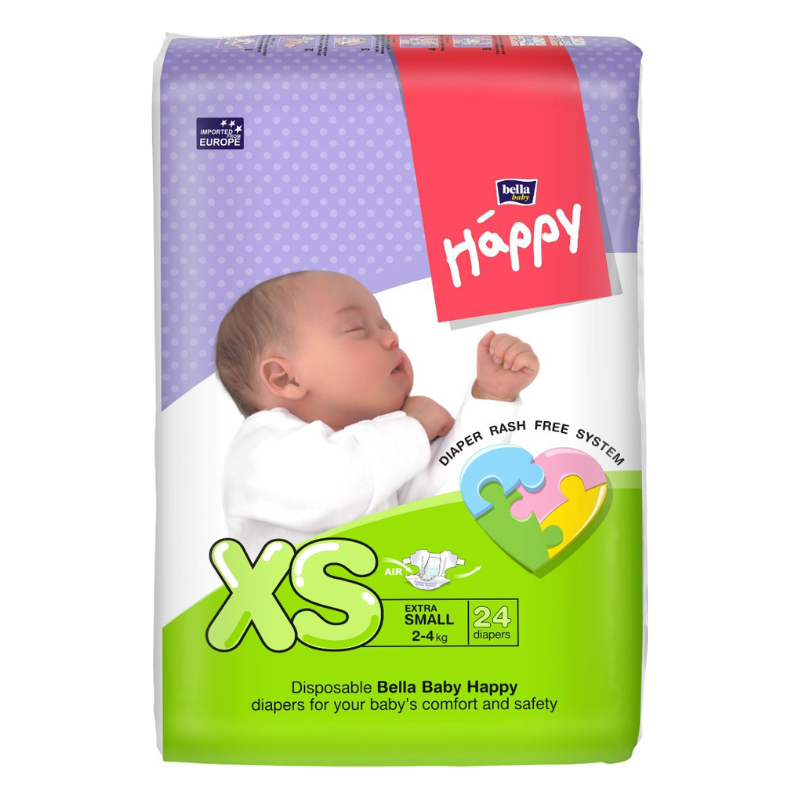 Bella Baby Happy Diapers XS (Extra Small)  2-4kg  24 Diapers