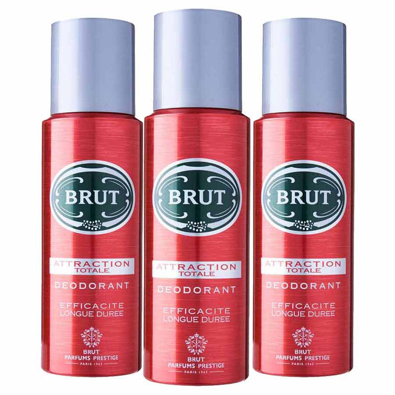 Brut Attraction Totale Pack Of 3 Deodorants For Men