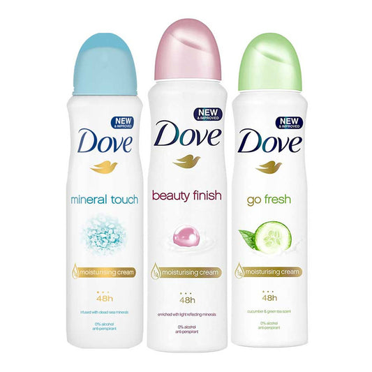 Shop Dove Mineral Touch, Beauty Finish, Go Fresh Cucumber Pack of 3 Deodorant Sprays For Women