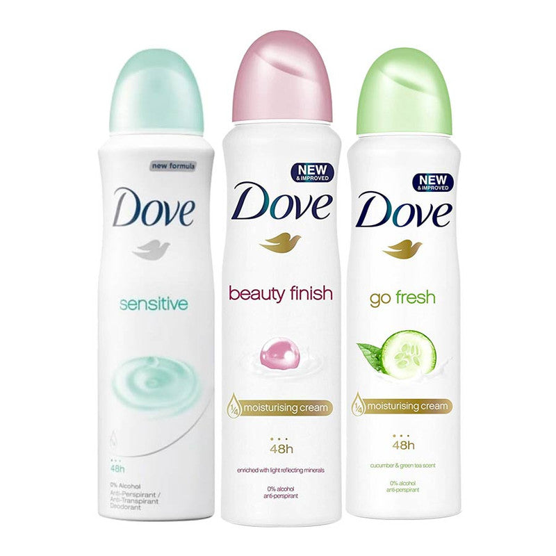 Shop Dove Sensitive, Beauty Finish, Go Fresh Cucumber Pack of 3 Deodorant SpraysåÊForåÊWomen