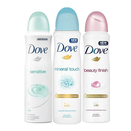 Shop Dove Sensitive, Mineral Touch, Beauty Finish Pack of 3 Deodorant Sprays For Women