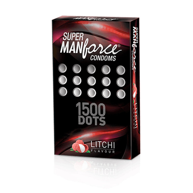 Shop Manforce 1500 Dots Litchi Flavoured Condoms 10 PCS
