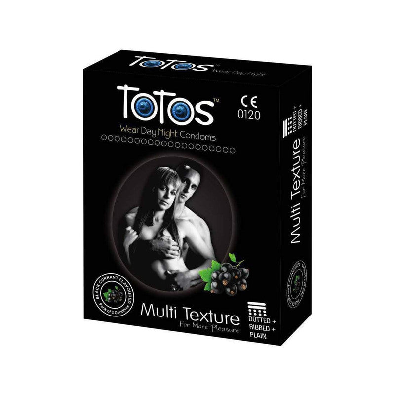 Shop TOTOS Extra Time-Multi Texture Black Grapes Flavoured Condom 3s