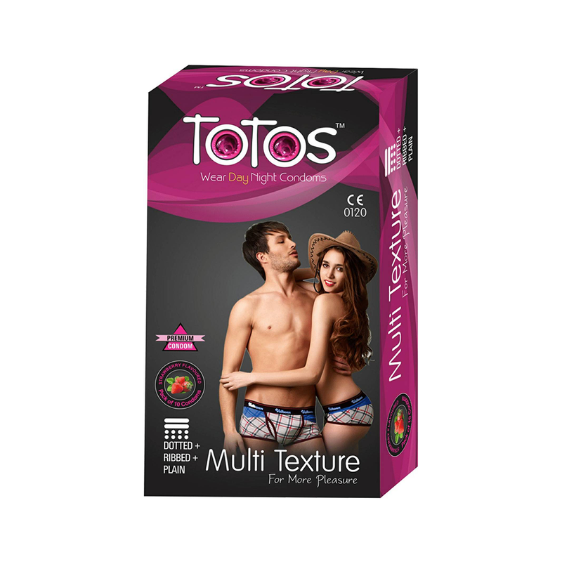 Shop TOTOS Multi Textured Strawberry Flavoured Condom 12s