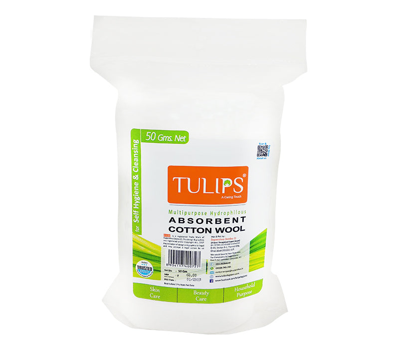Shop Tulips Absorbent Cotton Wool Roll in a Drawstring Bag