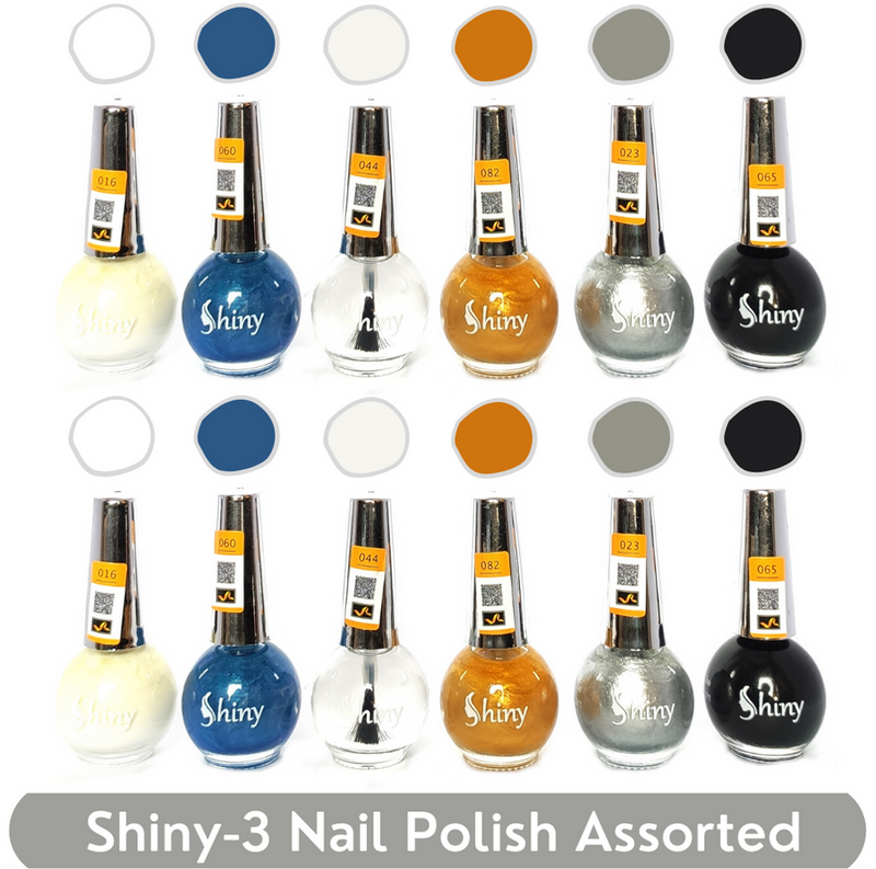Shop Shiny Assorted Nail Polish Shiny- 3 (Pack of 12, 8ML Each)