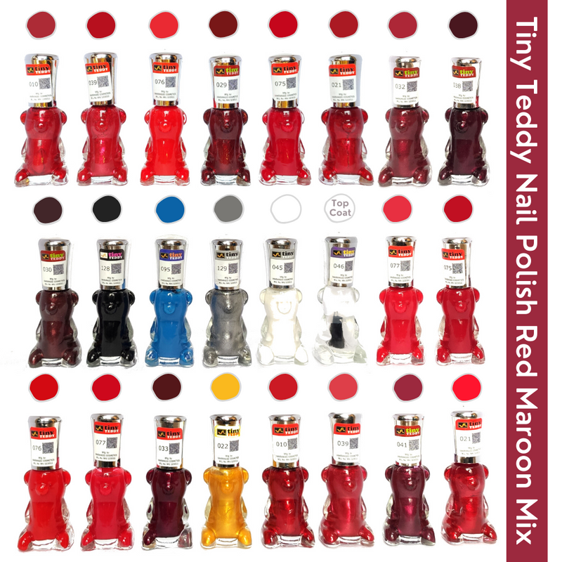 Shop Tiny Teddy R.Maroon, Red Mix and XL Nail Polish (Pack of 24, 6ML Each)