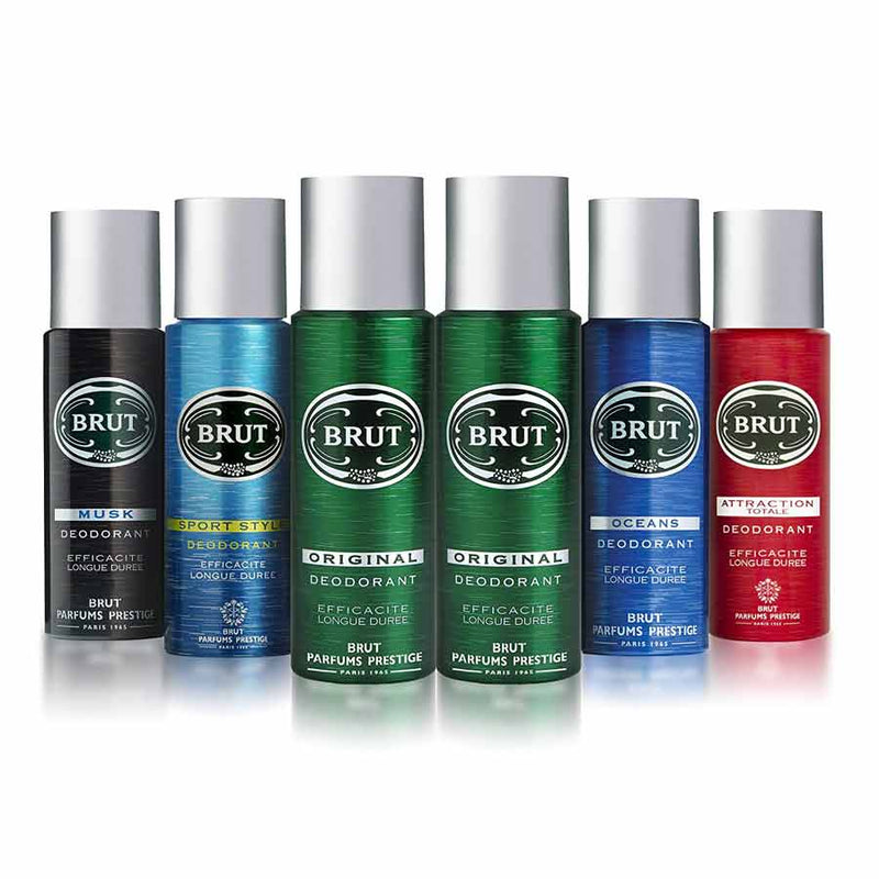 Brut 2 Original, Sport Style, Musk, Oceans And Atraction Totale Pack Of 6 Deodorants For Men