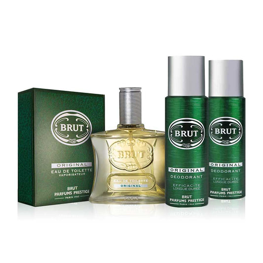 Brut Green Original Perfume And 2 Deodorants Combo For Men