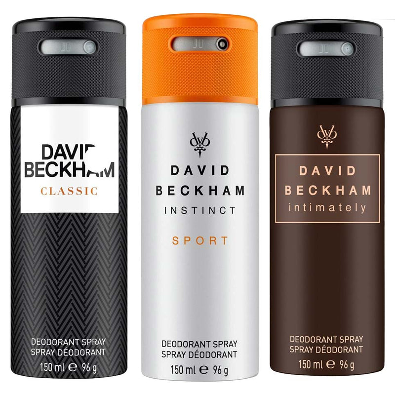 Shop David Beckham Classic Instinct Sport And Intimately Pack Of 3 Deodorants For Men