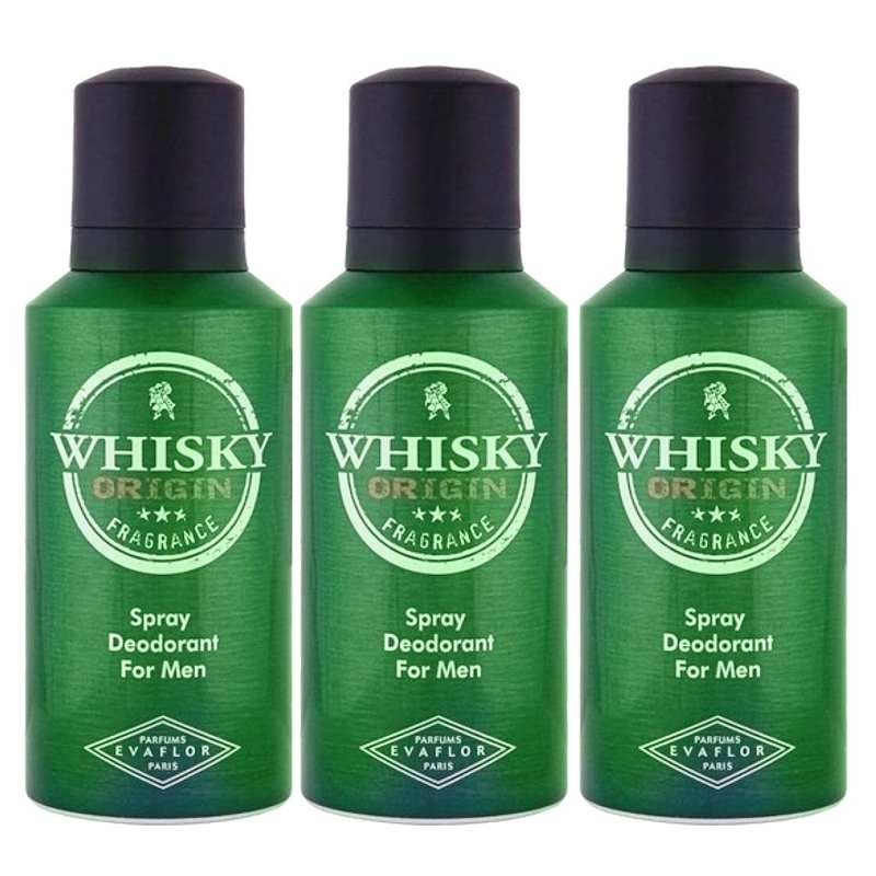 Evaflor Whisky Origin Pack Of 3 Deodorants For Men 150ML Each