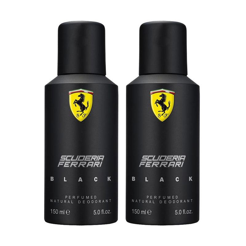 Scuderia Ferrari Black Pack of 2 Deodorants For Men 150ML Each