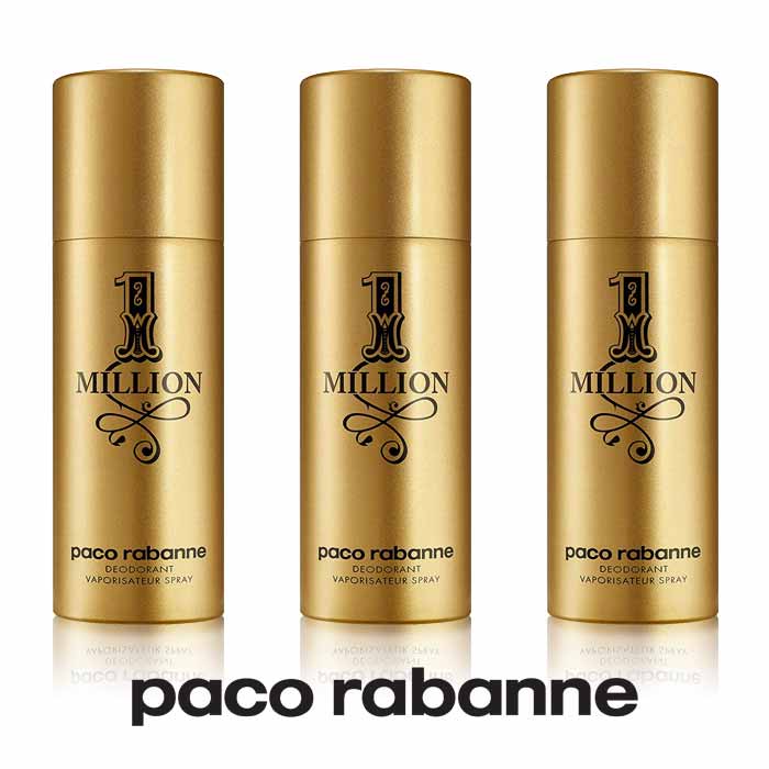 Paco Rabanne One Million Pack of 3 Premium No Gas Deodorants For Men 150ML