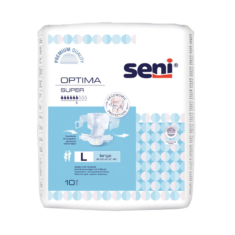 Seni Optima Super - Diapers With Hip Bands 10 Pieces (Large)