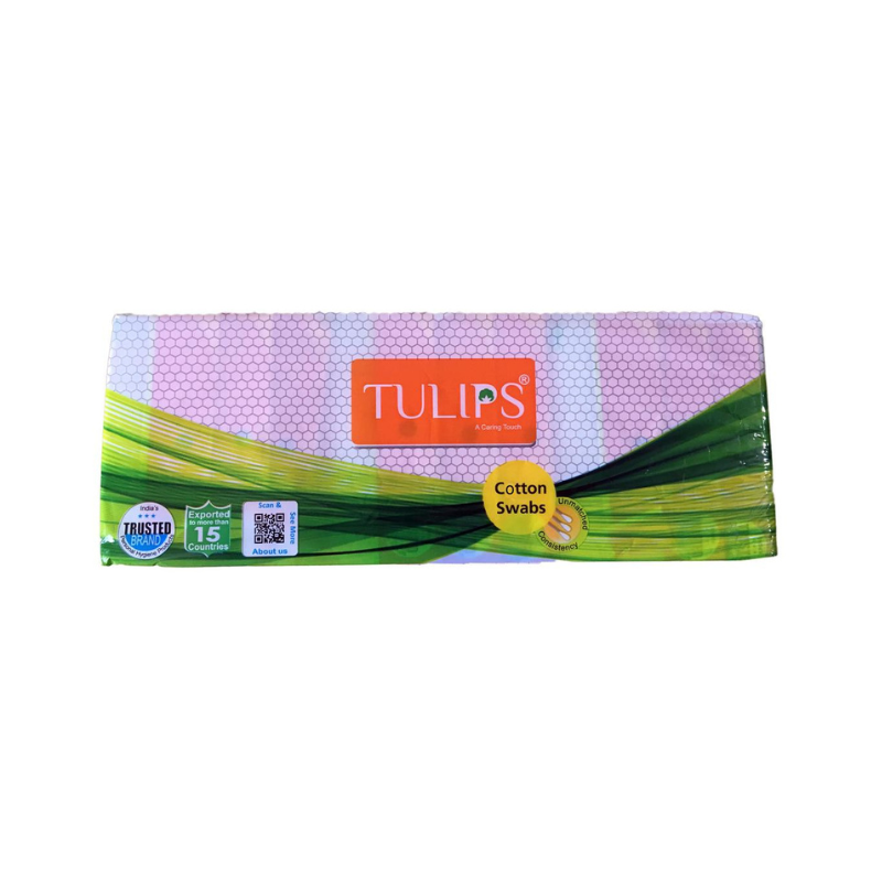 Tulips Cotton Swabs 200 Tips/100 Stems in a Resealable Bag, 12 Pkts