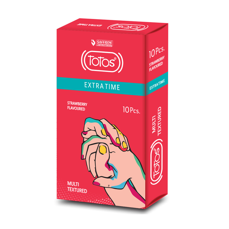 Shop TOTOS Extra Time-Multi Texture Strawberry Flavoured Condom 10s
