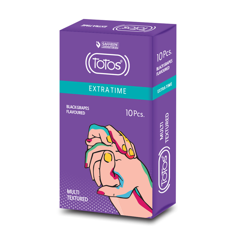 Shop TOTOS Extra Time-Multi Texture Black Grapes Flavoured Condom 10s