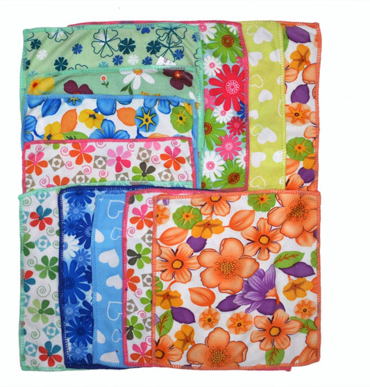 Bellegirl Kids Color And Flower Print Regular Size Handkerchief 12Pcs