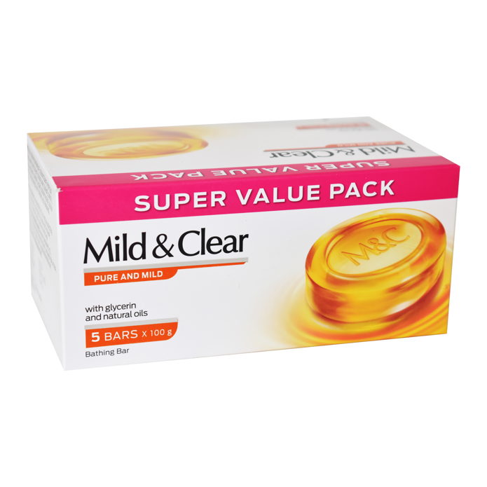 Shop Mild & Clear Pure and Mild with Glycerin and Nautral Extract 5Bars X 100G