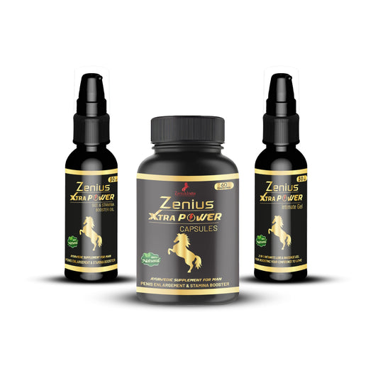 Zenius Xtra Power Kit beneficial for penis enlargement medicine, sperm count increase capsule (60 Capsules & 50ml oil & 50ml gel)