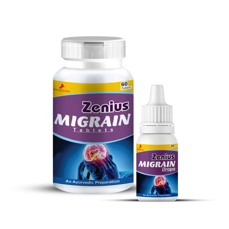 Zenius Migrain Kit|Migraine Relief Tablets, One Sided Head Pain Releif Medicine (60 Tablets & 30ML Drops)