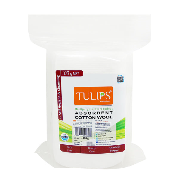 Tulips Absorbent Cotton Wool Roll 100 Gm